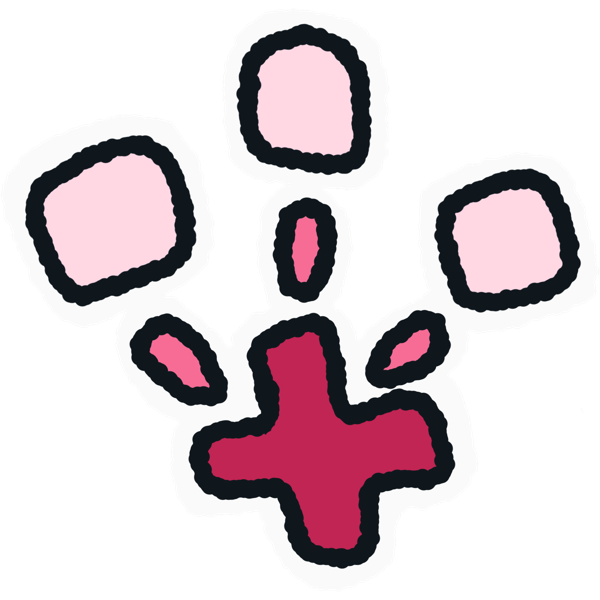 three light pink squares. below them is a dark pink plus sign with pink lines connecting the two